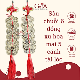 Mua Xâu chuỗi 6 đồng xu hoa mai 5 cánh tài lộc