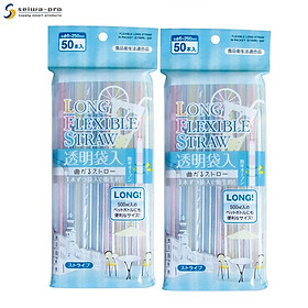 Set 50 ống hút dài Flexible Straw φ6mmx250mm - Hàng nội địa Nhật Bản