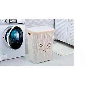 Mua Giỏ nhựa có nắp đựng quần áo - Tặng kèm 10 móc nhôm treo quần áo bé và 1 nút bịt ổ điện