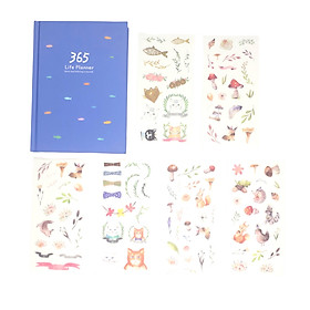 Sổ Kế Hoạch Nhật Ký 365 Ngày Life Planner Xanh Dương Kèm Bộ 6 Tấm Sticker Trang Trí Mẫu Ngẫu Nhiên