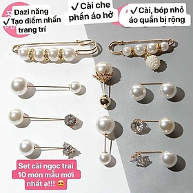 Set cài áo ngọc trai giả 10 món