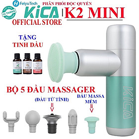 MUA 1 ĐƯỢC 5 - Máy Massage Cầm Tay KICA MINI, Thân Máy Hợp Kim Nhôm Nhỏ Gọn Kèm 3 Đầu Massage Silicon Và 2 Đầu Từ Tính, Công Suất 30W, Hỗ Trợ Mát Xa Chuyên Sâu, Giảm Đau Cơ, Cứng Khớp - Hàng Chính Hãng