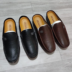 Giày lười nam không gót chất liệu da bò, đế cao su khâu, có đủ size với 2 màu nâu và đen