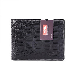 Ví nam da bò vân cá sấu dáng ngang VNL0123D -màu Đen