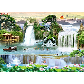Mua tranh sơn thủy  phong cảnh 3D in Vải Lụa