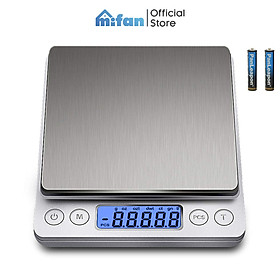 Cân Điện Tử Mini Cao Cấp 2021 MIFAN 0.01g - 3kg - Nhỏ Gọn, Siêu Chính Xác, Thép Không Gỉ, Màn LCD -Tặng 2 Đĩa Cân Và Pin