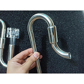 bộ in out inox phi 16 ngắn (L=15cm) lọc váng "XOAY - in out inox xoay 360 độ có lọc váng - phụ kiện thủy sinh - shopleo