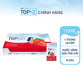 Thùng 48 hộp sữa trái cây TOPKID hương dâu tự nhiên TH True Juice Milk