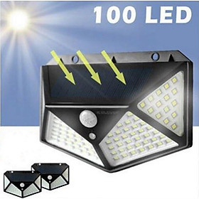 Đèn năng lượng mặt trời 100 LED siêu sáng, cảm biến chuyển động, tự động bật tắt khi trời tối, chống nước, gắn vách