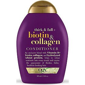 Dầu xả OGX Thick & full + biotin & collagen Conditioner 385ml của Mỹ, hỗ trợ tóc chắc khỏe, phục hồi tóc hư tổn, làm mềm mượt và tăng độ đàn hồi tóc.