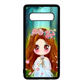Ốp lưng điện thoại dành cho Samsung S10  Anime Cô Gái Cầm Hoa Hồng