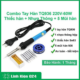 Combo mỏ hàn TQ936 gồm 5 mũi hàn + 1 thiếc + 1 nhựa thông