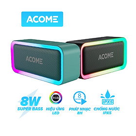ACOME A6 Loa Bluetooth 5.0 công suất 5W với LED RGB Hỗ trợ TWS ghép đôi 2 loa Âm thanh vòm 360 độ kết hợp bass trầm thời gian nghe nhạc 6H - HÀNG CHÍNH HÃNG