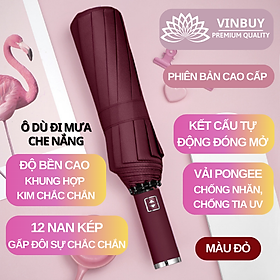 Ô Dù Che Mưa Nắng Gấp Gọn 2 Chiều Vải Hai Lớp Chống Thấm Cao Cấp – Hàng Chính Hãng