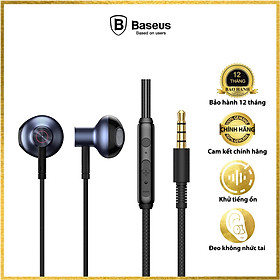 Tai nghe AUX 3.5mm Baseus Encok H19 Wired Earphone  - Âm thanh sông động 6D - Chống ồn tốt  - Tích hợp ECM microphone - Điều khiển từ xa - Hàng chính hãng