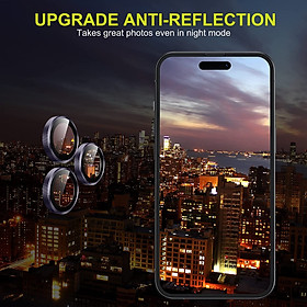 Bộ miếng dán kính cường lực bảo vệ Camera cho iPhone 14 Pro / 14 Pro Max mang lại khả năng chụp hình sắc nét full HD (độ cứng 9H, tặng kèm khung tự dán)