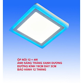 Mua Đèn Led ốp trần 16w (12w +4w) vuông nổi 2 màu 3 chế độ sáng trắng xanh dương