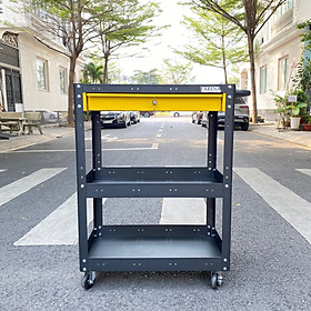 Mua Xe đẩy 3 tầng cao 980mm màu đen hộc kéo vàng