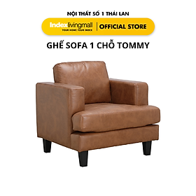 Ghế Sofa Đơn 1 Chỗ Phòng Khách TOMMY Màu Nâu Phong Cách Cổ Điển, Tải Trọng 115kg 85x78x84 cm | Index Living Mall | Nội Thất Nhập Khẩu Thái Lan