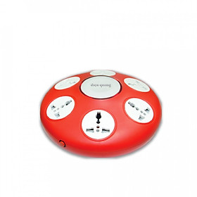Ổ cắm Điện Quang ĐQ ESK 2R.106 (Kiểu UFO 6 lỗ 3 chấu dây 2m màu đỏ)