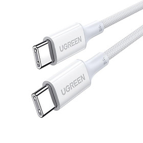 Ugreen UG15266US557TK 100W 0.5M c-c hỗ trợ QC4.0 5A Cáp sạc nhanh - truyền dữ liệu 2 đầu USB-C dây bọc dù Màu Trắng - HÀNG CHÍNH HÃNG