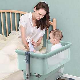 Nôi cho bé đa chức năng, gấp gọn, có bánh xe và màn, ghép cạnh giường cha mẹ