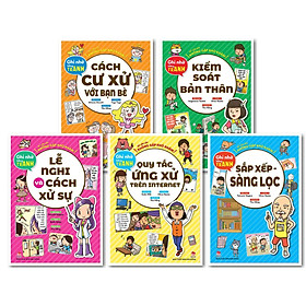 Combo 5 Cuốn Sách Kỹ Năng Sống Cho Thiếu Nhi - Để Lớn Lên Không Gặp Khó Khăn: Cách Cư Xử Với Bạn Bè + Kiểm Soát Bản Thân + Lễ Nghi Và Cách Xử Sự + Quy Tắc Ứng Xử Trên Internet + Sắp Xếp - Sàng Lọc / Cách Ghi Nhớ Bằng Tranh Thông Minh và Khoa Học