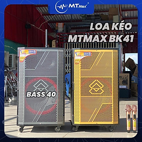 Loa Kéo MTMAX BK41 Bass 4 tấc, công suất khủng 500w Trung, Treble mạnh võ gỗ sang trọng kèm 2 micro không dây hàng chính hãng