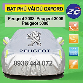 Bạt phủ xe hơi Peugeot 2008-5008-3008 áo trùm che phủ oto, bạc phủ trùm xe ô tô vải dù oxford tráng bạc, chống nóng, mưa