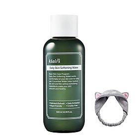 Nước Hoa Hồng Klairs Daily Skin Softening Water 500ml (Dịu nhẹ, giảm thiểu tế bào chết) + Tặng Kèm 1 Băng Đô Tai Mèo ( Màu Ngẫu Nhiên)