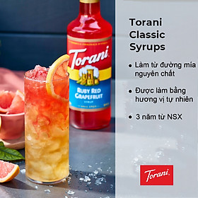 Siro Pha Chế Vị Bưởi Hồng Torani Classic Ruby Red Grapefruit Syrup 750ml Mỹ