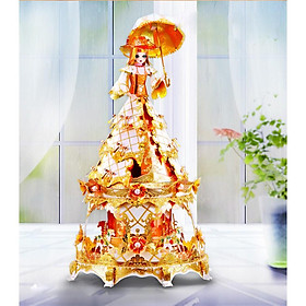 Mô hình lắp ghép kim loại 3d hộp nhạc jasmine princess