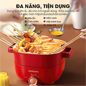 Mua Nồi lẩu điện đa năng SW-DG03 dung tích 3L công suất 1000W  có lồng hấp với thiết kế tháo rời dễ dàng vệ sinh