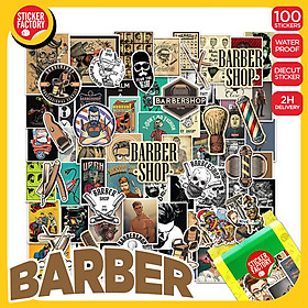 Barber hớt tóc - Set 100 sticker decal hình dán nón bảo hiểm, laptop, xe máy, ô tô - STICKER FACTORY