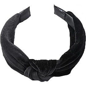 Bờm cài tóc turban nữ BN30G vải nhung màu đen bản to