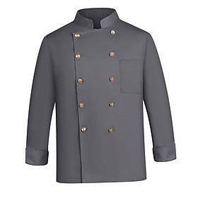 Chef Jacket Waiter Gray Wear Resistant Chef Coat for Kitchen