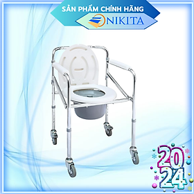 Ghế bô vệ sinh Inox cao cấp, có bánh xe di chuyển tiện lợi, cho người già, người bệnh và trẻ em mẫu 2021