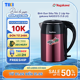 Hình ảnh Bình Đun Siêu Tốc 2 Lớp Nagakawa NAG0315 (1.8 Lít)