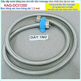 Mua Dây cấp nước Inox chịu nhiệt dây cấp 1.2m KAG-DCI1200 (dài 120cm)  dây cấp nước chịu áp dây dẫn nước máy nước nóng 1.2m