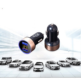 Mua Tẩu sạc tròn 2 cổng USB có báo điện áp đầu vào 12V-24V trên ô tô