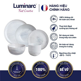 Bộ Bàn Ăn Tô Chén Đĩa Thuỷ Tinh Cường Lực Luminarc Diwali Granit Marble 12ps - LUDIGR12M