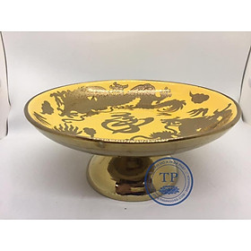 Mua Đĩa Thờ đựng hoa quả cúng bằng gốm sứ nhũ kimsa KH18604