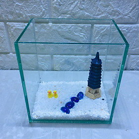 Bể cá mini để bàn 15cm tiểu cảnh 02