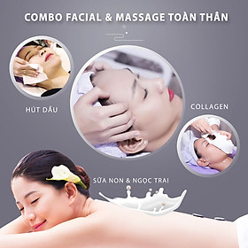 Combo THƯ GIÃN TOÀN THÂN & THẢI ĐỘC DA CHUYÊN SÂU | Xông hơi thư giãn làm sạch bụi bẩn và bã nhờn + Lột bỏ tận gốc mụn cám, mụn đầu đen & nhân mụn + Massage ấn huyệt tăng tuần hoàn máu + Đắp mặt nạ dưỡng Collagen (Liệu trình trọn gói full)