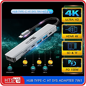Mua Hub Chuyển Đổi USB Type C HT SYS 7 in 1 To HDMI  USB 3.0  SD  TF  USB-C  PD 100W - Hàng Chính Hãng