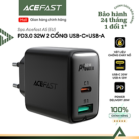 Sạc Acefast PD3.0 65W 3 cổng USB-C+USB-C+USB-A (EU) - A13 Hàng chính hãng Acefast