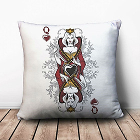 Gối Ôm Vuông Lá Bài Đầm Hoàng Hậu Độc Ác GVGI036 (36 x 36 cm)
