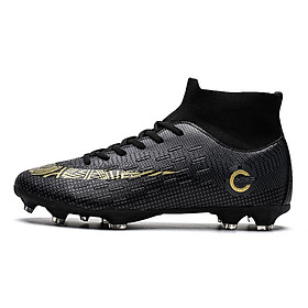 Cristiano Ronaldo Giày bóng đá chuyên nghiệp TF/FG Giày đá bóng Spurs Chuteira Campo TF/AG Giày tập luyện thể thao Futsal 35-45 Color: Black Shoe Size: 40