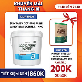 Sữa Tăng Cơ 100% Pure Whey BiotechUSA Thùng 4Kg - Nhiều Vị Thơm Ngon