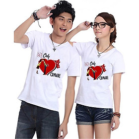 Bộ Áo Thun Đôi Nam Nữ Only love Onnie Màu Trắng